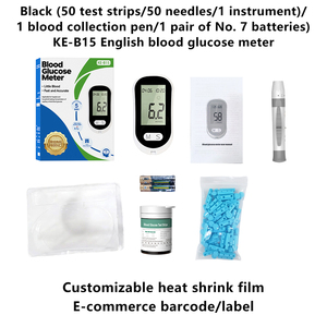 Appareil de mesure du glucose sanguin KE-B15, kit glucomètre à grand écran noir avec 50 bandelettes de <span class=keywords><strong>test</strong></span> pour la mesure du sucre dans le sang à domicile, <span class=keywords><strong>test</strong></span> du <span class=keywords><strong>diabète</strong></span> - Product Image 5