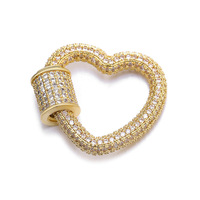 À la mode cuivre matériel diamant CZ Micro pavé coeur forme vis griffe fermoirs mousqueton serrure pour collier à la main bricolage pendentif