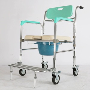 Chaise de toilette en alliage d'aluminium Ome avec roulettes, siège de douche pour personnes âgées et femmes enceintes, capacité de 200 kg, modèle standard - Product Image 1