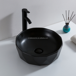 Lavandino del bagno lavandino della nave nero opaco sopra il lavandino rotondo della <span class=keywords><strong>ciotola</strong></span> del controsoffitto della porcellana - Product Image 1