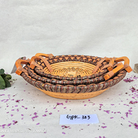 Panier en osier tressé à la main avec poignées, plateau décoratif en rotin pour fruits et pain, panier de pique-nique en gros