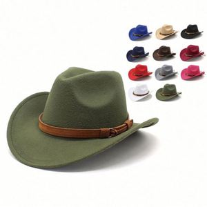 Sombrero Vaquero Clásico de Fieltro para Hombre, Estilo Americano, con Borde Enrollable, Varios Colores, Casual, Ecológico, Venta al Por Mayor - Product Image 1