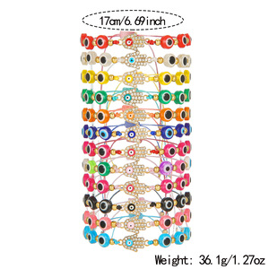 Colorful Woven <b>Bracelet</b> Set Alloy Rhinestone Palm Evil Eye Design Unisex Fashion <b>Beaded</b> <b>Bracelets</b> - Product Image 4