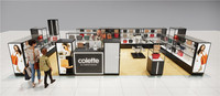 Vitrine en verre tendance, kiosque de centre commercial, présentoir personnalisé, design de kiosque de centre commercial, vitrine en verre pour sacs