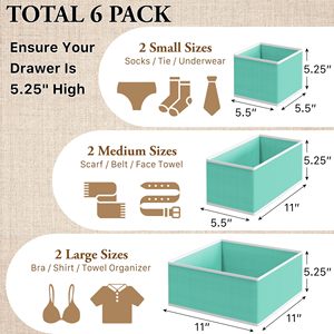<b>6</b> Packs Dresser <b>Drawer</b> Organizers for Clothing Woven-Fabric Baby Clothes Organizer and Storage in Bedroom - Product Image 4