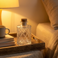 Flacon de parfum en verre rond vide de luxe personnalisé et unique de 200 ml avec bouchon en liège pour diffuseur à bâtonnets