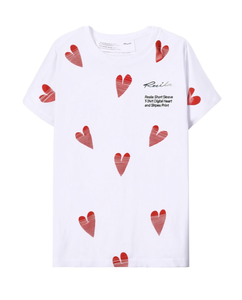 T-shirt da donna Resyla a maniche corte, vestibilità standard, stampa digitale a righe con cuori, casual, primavera estate, girocollo in jersey - Product Image 1