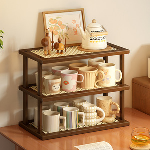 Soporte para tazas de escritorio, organizador de almacenamiento multifuncional, rectangular, independiente, para escritorio, estilo sencillo, soporte para tazas de agua, café y té - Product Image 1