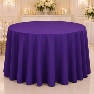 Wholesale Purple Round Polyester <b>Tablecloth</b> Solid Color Wedding Banquet Event Rental Table Linen - Product Image 1
