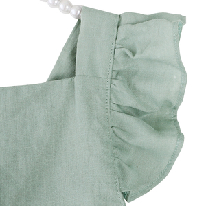 Vestiti all'ingrosso della boutique infantile di modo increspature senza maniche per bambini in tessuto di lino solido <span class=keywords><strong>vestito</strong></span> da bambina - Product Image 3