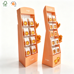 Estante de Exhibición Plegable de Cartón Corrugado POP PDQ con Gancho para Montaje <span class=keywords><strong>en</strong></span> Pared, Unidad de Exhibición para Supermercados, Cosméticos, Ferretería y Minoristas - Product Image 1