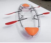 Kayak transparent en plastique PC pour 2 personnes, double siège, canoë transparent pour lac et océan