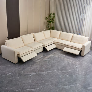 أريكة زاوية قماشية معيارية بتصميم بسيط لغرفة المعيشة، مجموعة أرائك حديثة قابلة للتحويل مع خاصية الاسترخاء الكهربائي ومساحة تخزين - Product Image 1