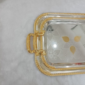 Plateau rond en argent moderne de luxe Shubn, décoration de café, poignée, plateau de service en acier inoxydable 304 pour la décoration de la maison, salon - Product Image 2