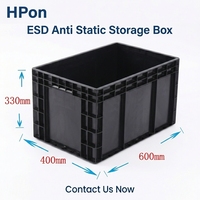 Conteneur de manutention ESD en plastique antistatique PP, carton noir, boîte de rangement SMT ESD pour PCB avec clips de verrouillage à fente, boîte d'accessoires de remplacement