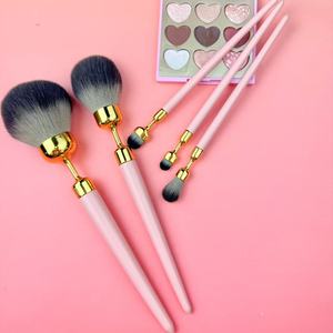 Ensemble de pinceaux de maquillage 2 grands 3 petits tubes de pinceaux en plastique avec <span class=keywords><strong>surface</strong></span> de sérigraphie pour pinceau ombre à paupières - Product Image 3