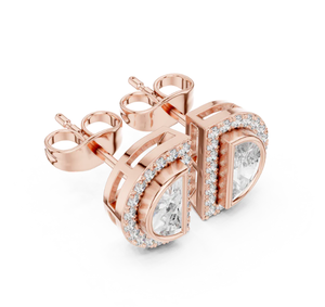 ต่างหูเม็ดเดี่ยวประดับเพชรรูปพระจันทร์ครึ่งเสี้ยวสุดหรูสีเหลืองทองพร้อมรัศมีประกายจากอินเดีย - Product Image 3