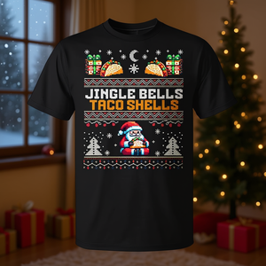 Camiseta navideña Jingle Bells Taco Shells Pixel, estilo suéter feo, regalo navideño para hombres y mujeres - Product Image 3