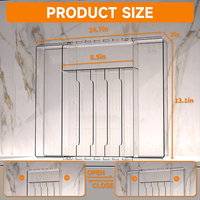 Transparent Acrylique Cuisine En Plastique Extensible Ustensile Argenterie Plateau Couverts Tiroir Organisateur Acrylique Couverts Plateau Cuisine Tiroirs