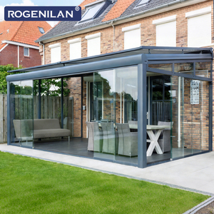 Véranda de jardin moderne ROGENILAN, résistante aux ouragans, double vitrage, aluminium, économie d'énergie, vitrage Low-E, vérandas extérieures - Product Image 4