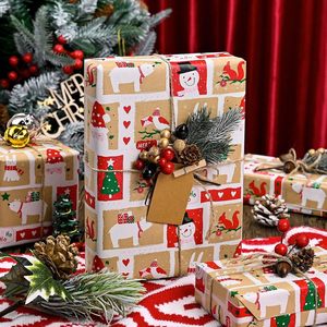 Kraft Christmas Wrapping <b>Paper</b> Roll 17 In X 33 Ft Santa Snowman Pattern Recyclable <b>Paper</b> Packaging - Product Image 2