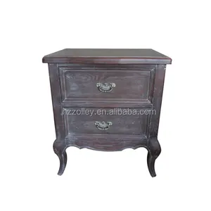 Old Fashion estilo chinês clássico madeira cama armário lateral com duas gavetas pequenas