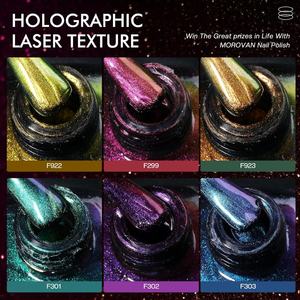 Juego de Esmalte de Uñas Líquido Brillante Metálico Holográfico <span class=keywords><strong>Morovan</strong></span>, Fórmula de Secado Rápido, Larga Duración, Resistente a Desportilladuras, Paquete a Granel de 0.27oz - Product Image 3