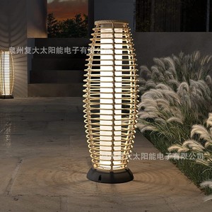 Solar Garden <b>Light</b> Rattan Style <b>LED</b> Outdoor Waterproof Free Standing Lawn Lamp - Product Image 3