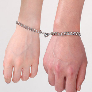 Bracelet et jonc de luxe en acier inoxydable 316L plaqué or 14k 18k, bracelet magnétique cœur pour femme et homme - Product Image 3