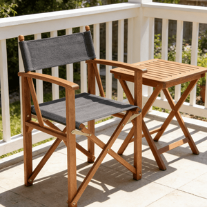 Silla de Director Plegable de Lona con Marco de Madera de Haya Resistente y de Alta Calidad para Terraza, Patio, Comedor y Reuniones al Aire Libre - Product Image 1