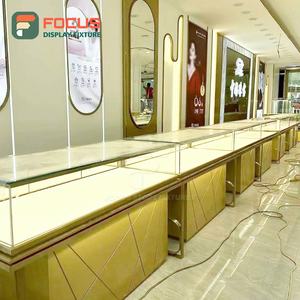 Luxury <b>Wall</b> Mounted Jewelry Display <b>Cabinet</b> Glass Top Wooden Jewelry Counter Modern LED Light Jewelry Display for <b>Wall</b> - Product Image 3