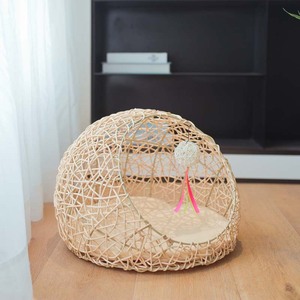 Cama Redonda Tejida de Bambú para Perro, Casa Transpirable para Mascotas de Tamaño Pequeño - Product Image 1