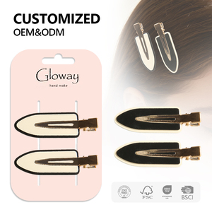 <span class=keywords><strong>Barrettes</strong></span> à <span class=keywords><strong>cheveux</strong></span> plates sans plis pour femmes, accessoires de coiffure personnalisés avec logo pour salon, pinces à bec de canard pour maquillage - Product Image 1