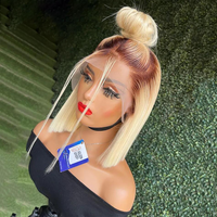 Perruque Lace Front Wig 613 naturelle péruvienne, cheveux humains, couleur Blonde, pas cher, 4-100%