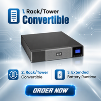 Eaton 5PX1500IRT2UG2 UPS 1500VA 1500W Online de Doble Conversión en Torre/Rack 2U con (8) Entradas C13 y C14 para Centro de Datos