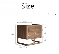 Table de chevet personnalisée en bois massif, 2 tiroirs, style nordique, en bois de cerisier et de noyer, armoire de chambre à coucher