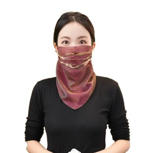 Voile de protection solaire pour femme, masque facial en polyester avec attaches pour les oreilles, écharpe multifonctionnelle pour le cou, protection UV, longueur moyenne - Product Image 5
