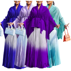 D536 Último Diseño de Conjuntos Africanos de Otoño para Mujer, Elegante Top de Manga Murciélago y Falda Degradada, Conjunto de Dos Piezas - Product Image 1