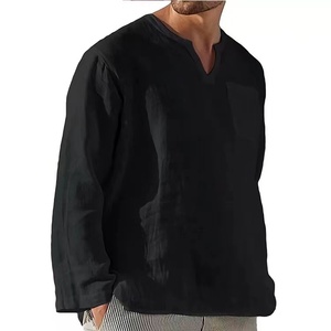<span class=keywords><strong>Camicia</strong></span> da <span class=keywords><strong>uomo</strong></span> a maniche lunghe in <span class=keywords><strong>misto</strong></span> cotone e <span class=keywords><strong>lino</strong></span>, tinta unita, con colletto alla coreana, stile casual da spiaggia, caldo bestseller dalla fabbrica cinese - Product Image 1