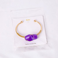 Pulsera de Atarraya de Amatista con Hilo Dorado, Piedra Natural Curativa, Hecha a Mano, Pulida, para Regalos, Venta al por Mayor