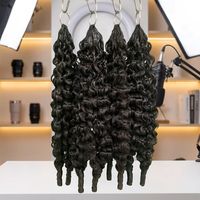 Dropshipping : Tresses de cheveux humains vierges Super Double Drawn, style Miracle Knots Feathers, bouclées birmanes, à double trame machine, pour crochet