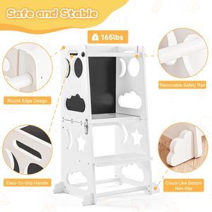 Torre di apprendimento Aiuti in cucina mutevole tavolo e sedia Montessori con lavagna in piedi passo sgabello torre bianca per il bambino - Product Image 5
