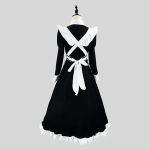 Japanese Classic Maid Outfit Cosplay Costume Black With Pocket Polyester Fall 2024 - Product Image 3