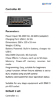 Contrôleur DMX Gothylight à piles 40 canaux, rechargeable USB-C, 5 programmes x 50 pas, programmation facile, portée 50 m, en métal