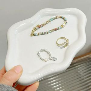 Simple Carved Jewelry Storage Tray Creative Cloud Shapes Electroplated Multifunction Portable Jewelry Earrings <b>Ring</b> Display Bar - Product Image 3