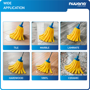 Mop sintetico giallo. Mop per tutti i tipi di pavimenti. Per la pulizia di pavimenti domestici, industriali e commerciali. - Product Image 4