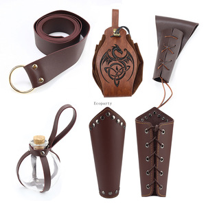 Ensemble d'accessoires de costume en cuir médiéval pour cosplay médiéval, ceinture, sacoche, protège-bras, étui à fléchettes médiéval - Product Image 2