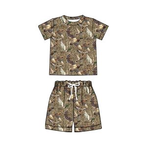 Camisa y Pantalones Cortos para Bebé Niño, Diseño Personalizado de Primavera/Otoño, Estampado de Camuflaje de Patos, 95% Algodón, 5% Elastano, Tela de Lana Peinada - Product Image 5