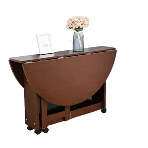 Buen Precio de obra fina muebles de comedor redonda plegable mesa de comedor con ruedas