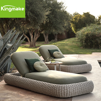 Chaises longues de piscine en rotin Kingmake, fauteuil ottoman, lit de jour extérieur, mobilier de jardin, mobilier de contrat, hôtel, chaise longue réglable